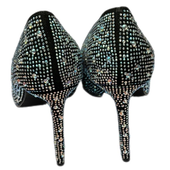 Rouge Helium Black Stiletto Heels with Rhinestones - Picture 3 of 5